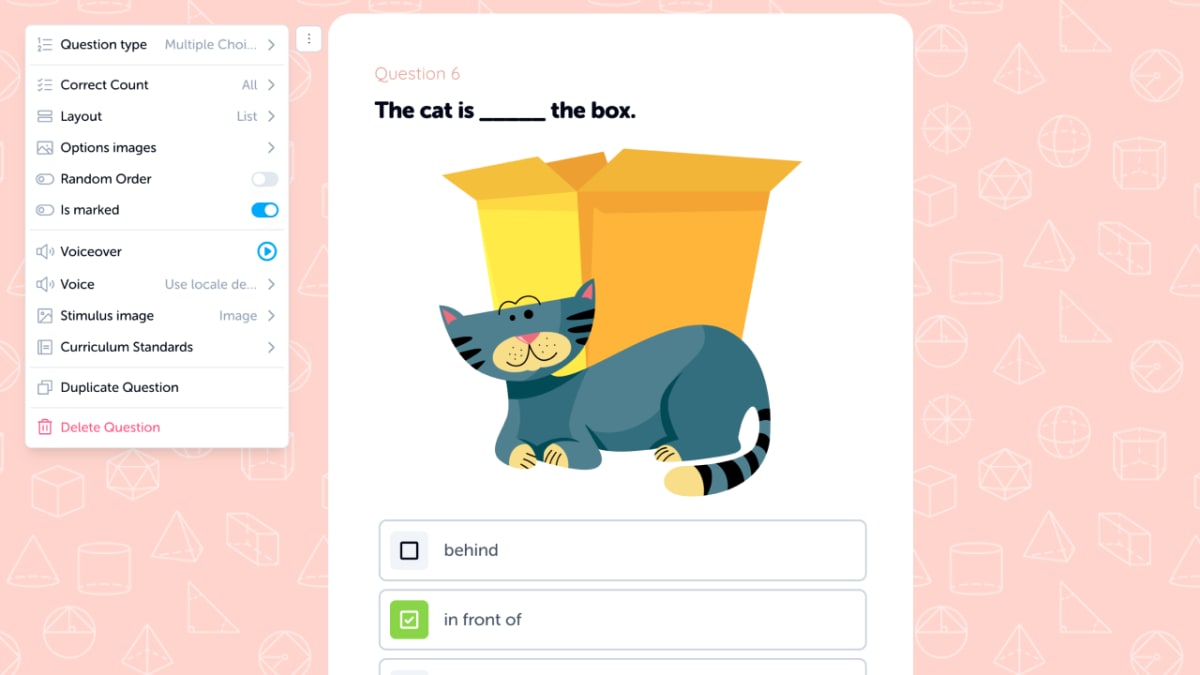 Editing a question on a quiz