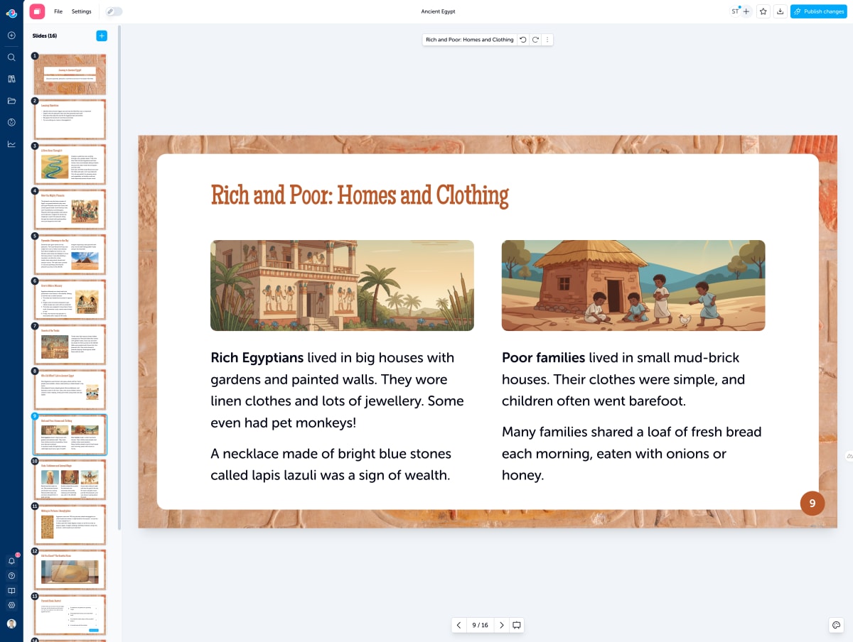 Slides on a classroom screen