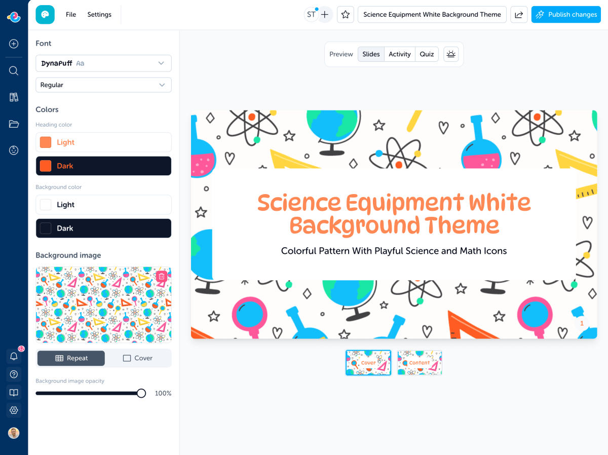 Live preview of theme editor changes in Edzo