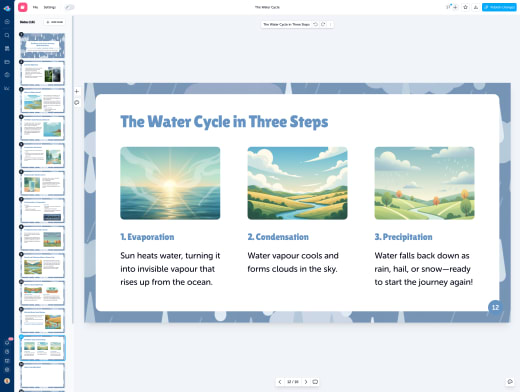 Slides on a classroom screen