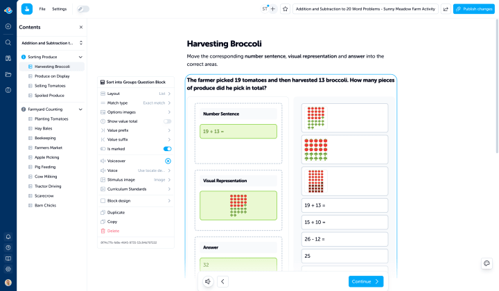 Teacher building a multi-page activity in the Edzo Activity Editor